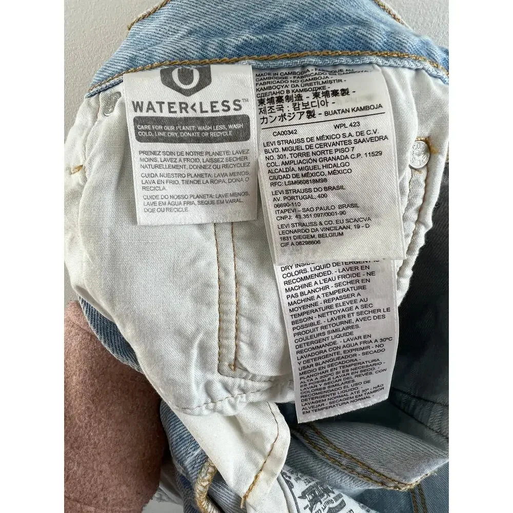 Levi's Premium Blue Light Wash Button Fly Cut Off Distressed Denim Shorts Sz 26